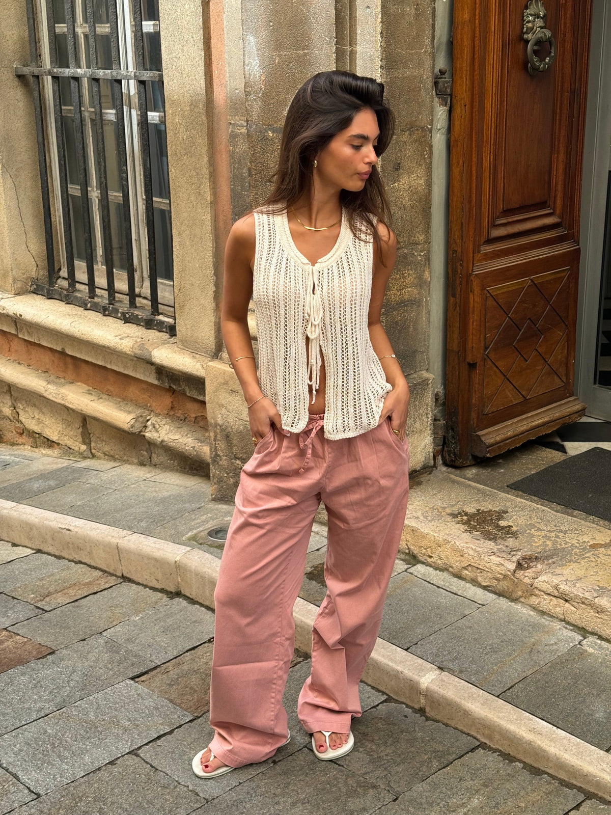 Anouk Pembe Bağcıklı Pantolon