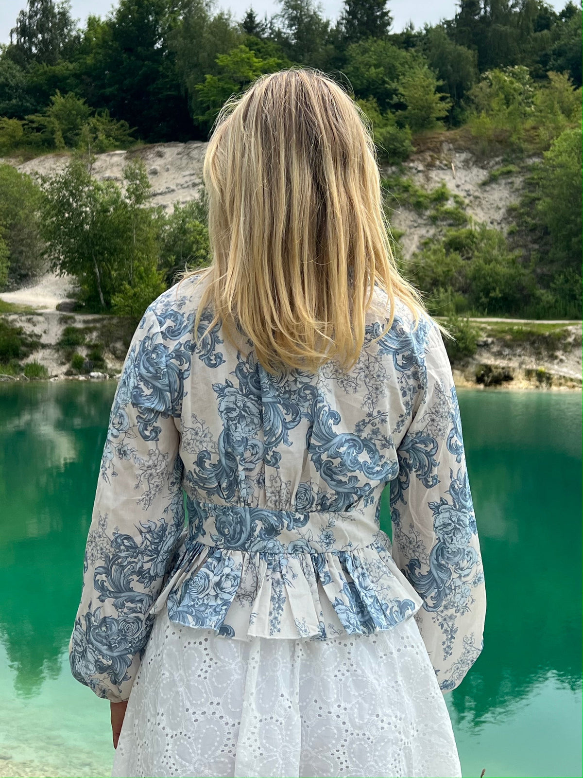 Agathe Bluz - Beyaz-Mavi