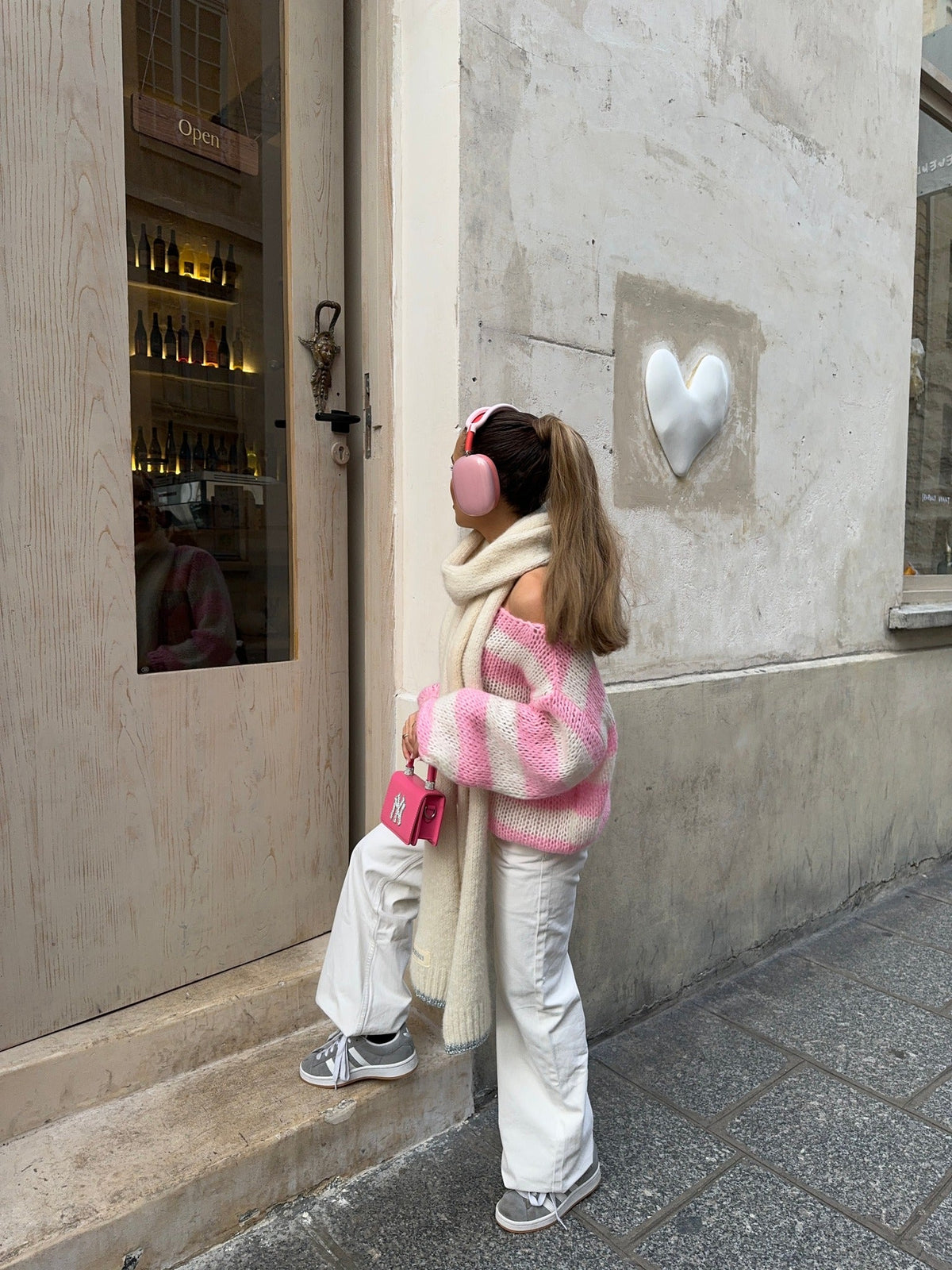 Anna Olympia Pembe Oversize Triko Kazak