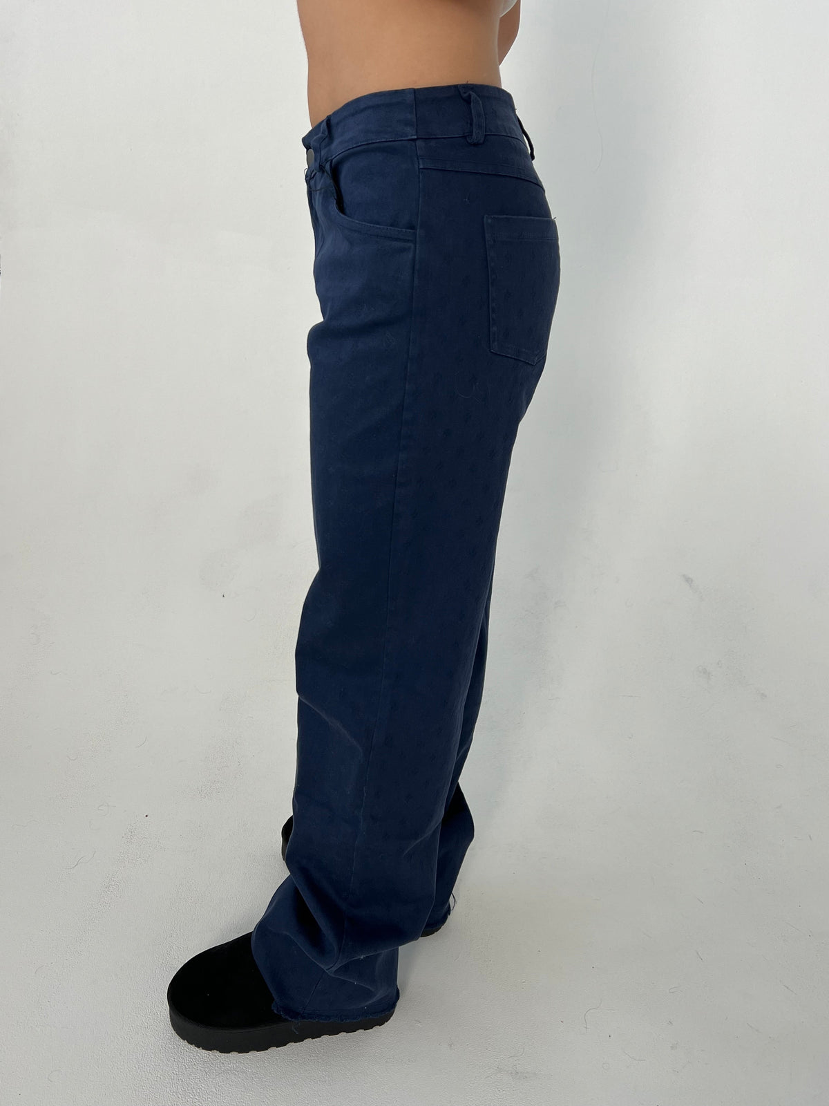 Lacivert Gabardin Desenli Pantolon