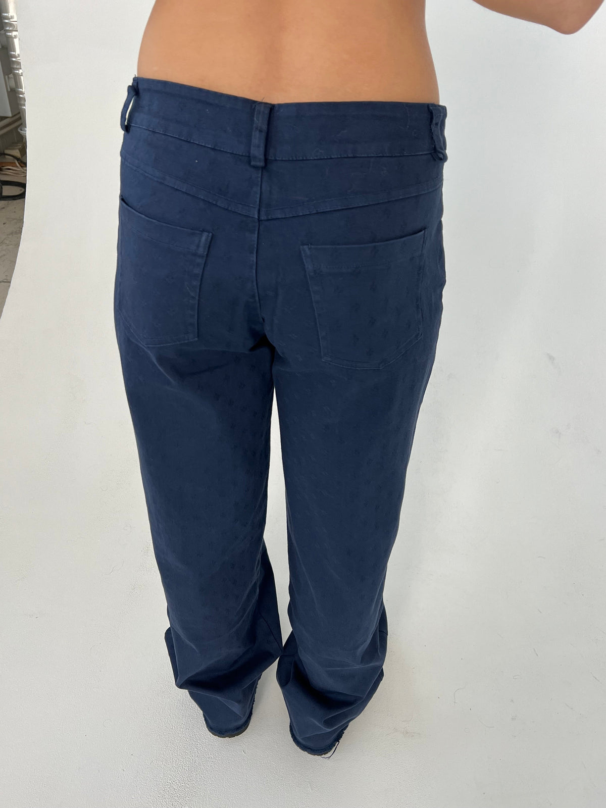 Lacivert Gabardin Desenli Pantolon