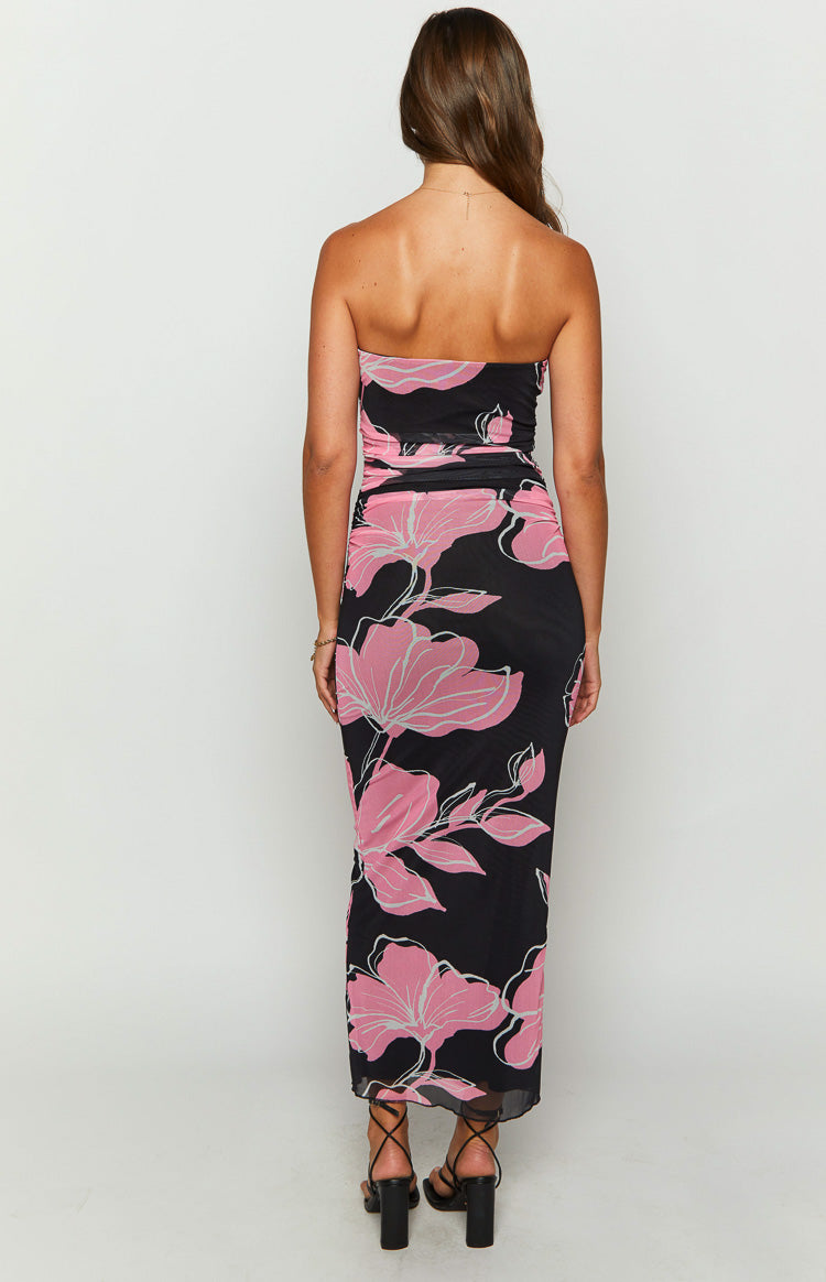Imogen Siyah Desenli Maxi Elbise