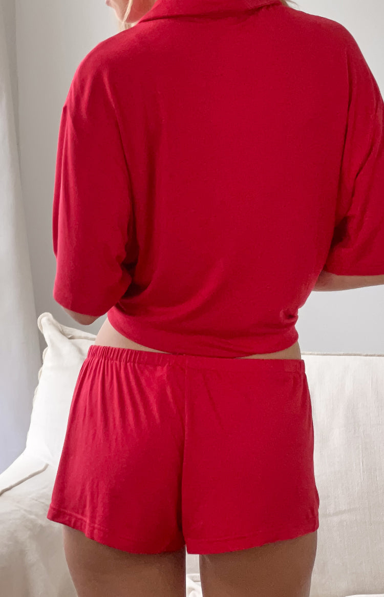 Jamey Bordo Kadın Mini Pijama Şortları - Şık ve Rahat