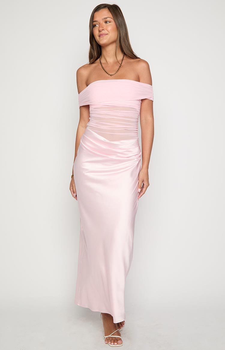 Jamilla Pembe Askısız Maxi Elbise