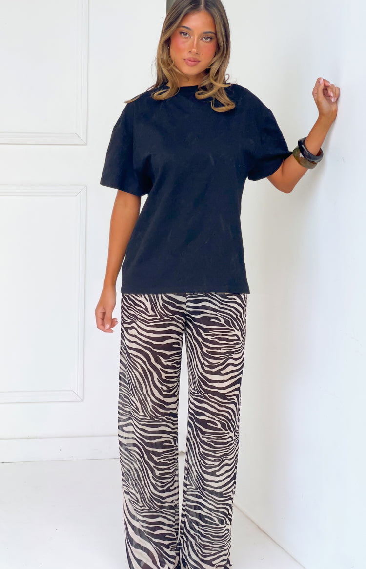 Joplin Siyah Zebra Desenli Şeffaf Pantolon - Şık ve Rahat