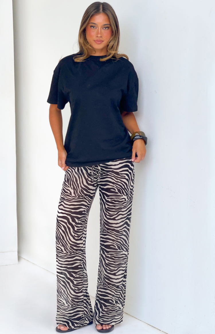 Joplin Siyah Şeffaf Zebra Desenli Pantolon