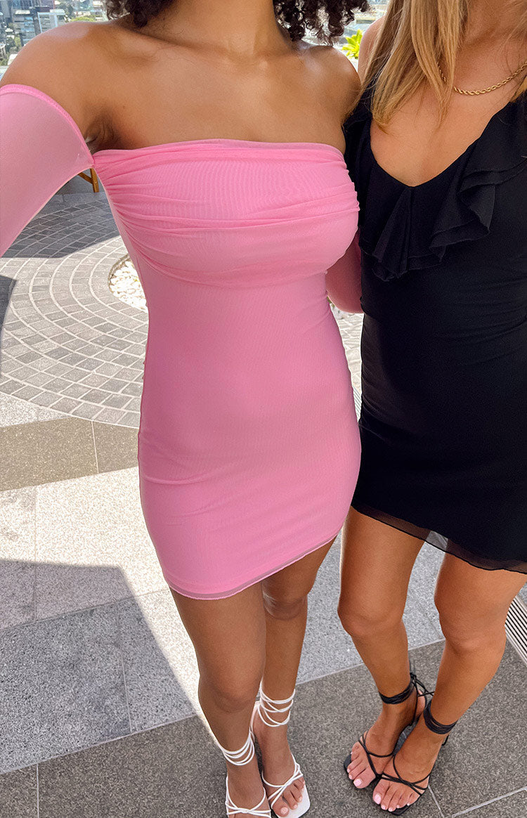 Kaliana Pembe Askısız Mini Elbise