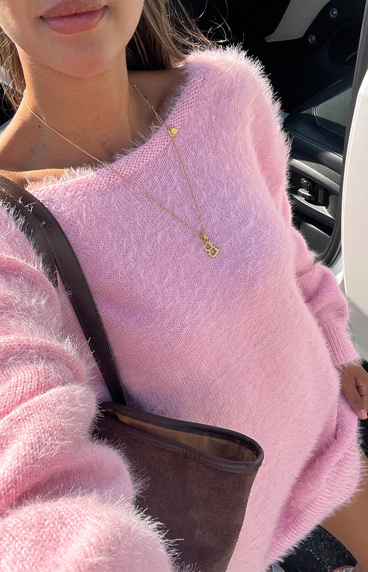 Pembe Uzun Kollu Triko Mini Elbise