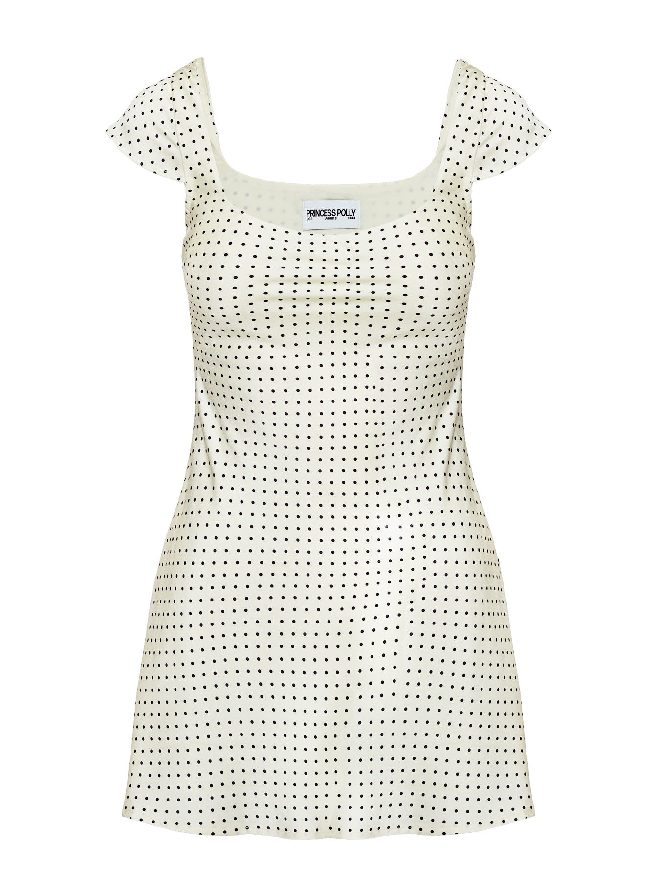 Lucienna Mini Elbise - Beyaz/Siyah Puantiye Desen