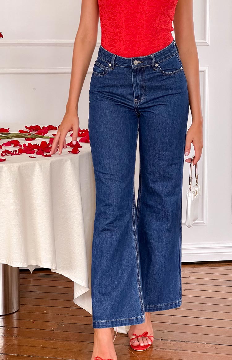 Lenny Koyu Mavi Denim Fırfırlı Jean