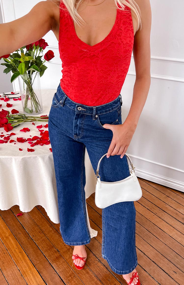 Lenny Koyu Mavi Denim Fırfırlı Jean