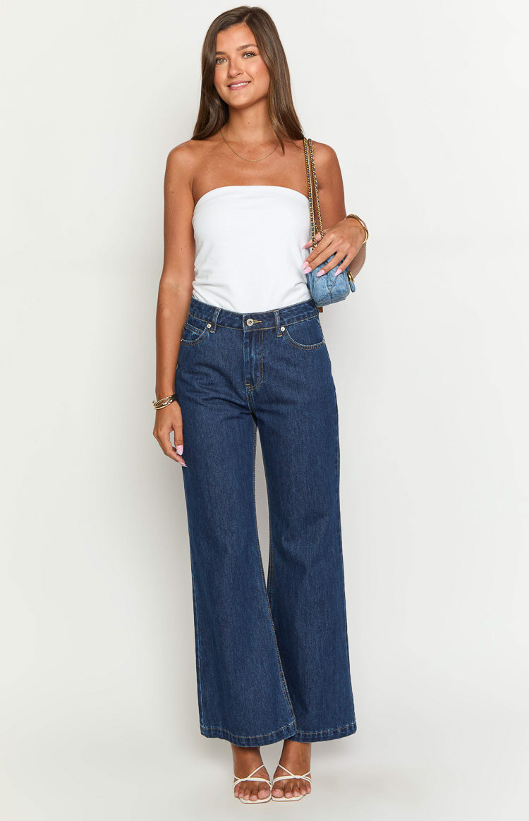 Lenny Koyu Mavi Denim Fırfırlı Jean