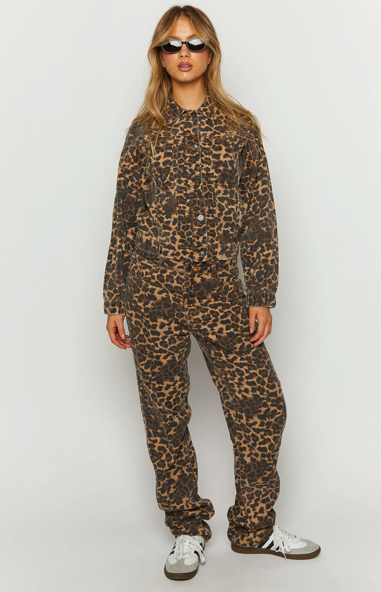 Lioness Carmela Leopar Desenli Düz Paça Jean