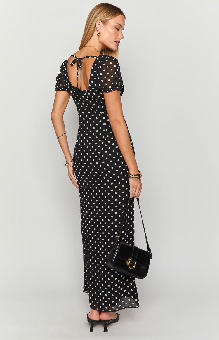 Lovella Siyah Dots Maxi Elbise - Şık ve Rahat Tasarım