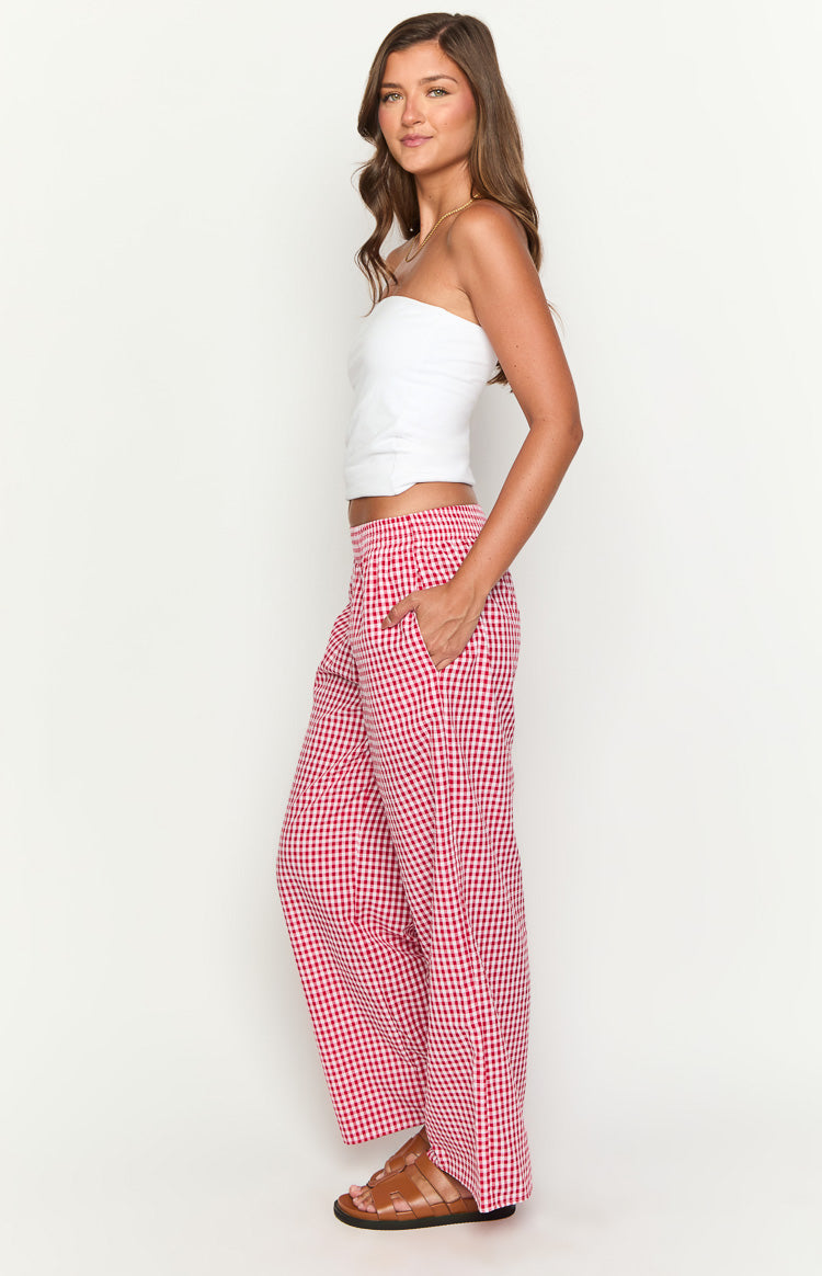 Mahalia Kırmızı Gingham Pantolon