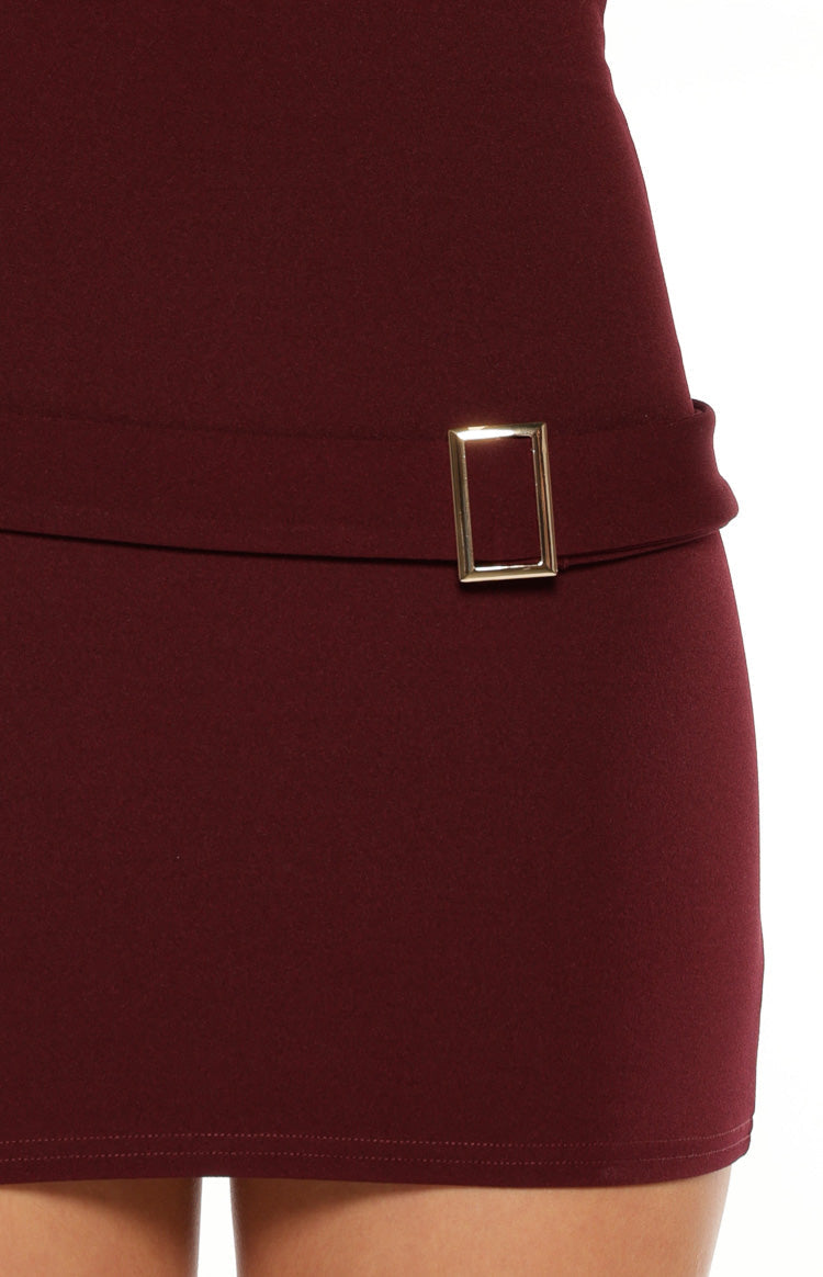 Marla Bordo Mikro Mini Elbise