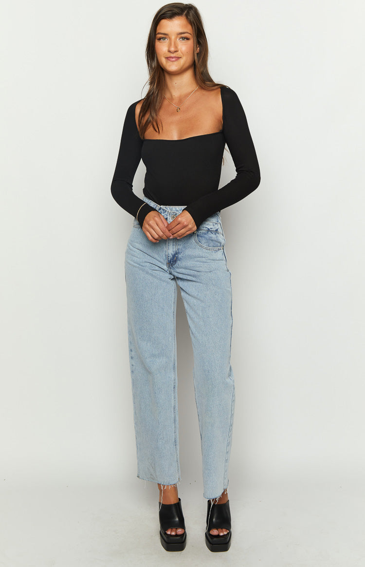 Siyah Ribanalı Bodysuit