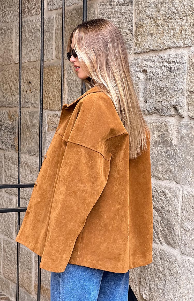 Suki Kahverengi Süet Oversized Ceket