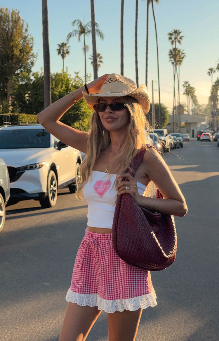 Ottilie Kırmızı Gingham Mini Etek