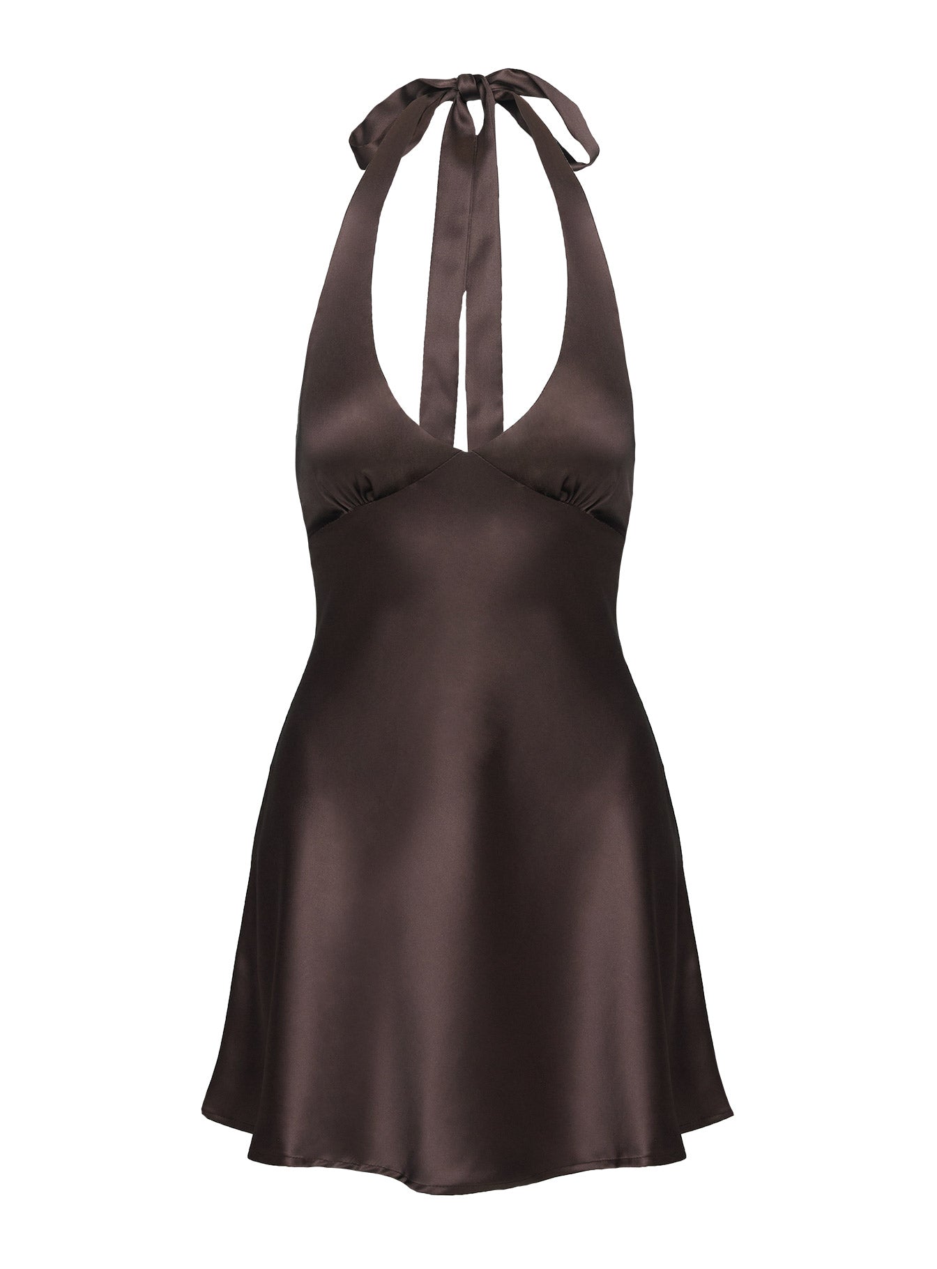 Pelagia Kahverengi Halter Yaka Mini Elbise