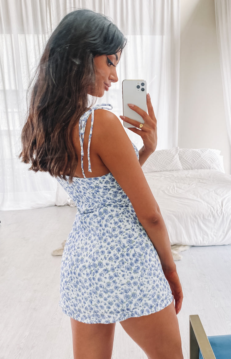 Penny Lane Mavi Çiçekli Mini Elbise