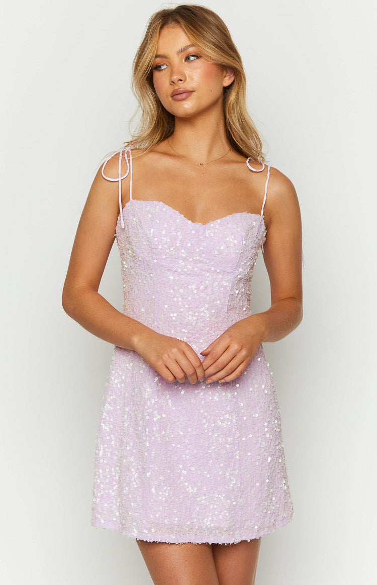 Mor Pullu Mini Elbise