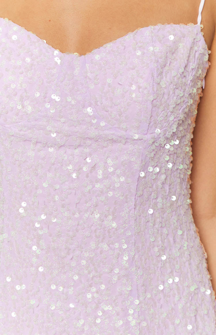 Mor Pullu Mini Elbise