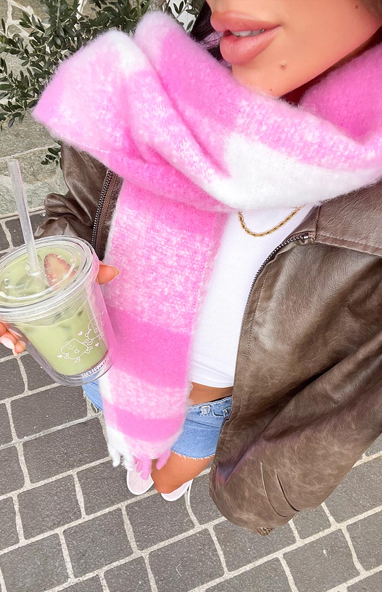 Pembe Kare Desenli Battaniye Şal