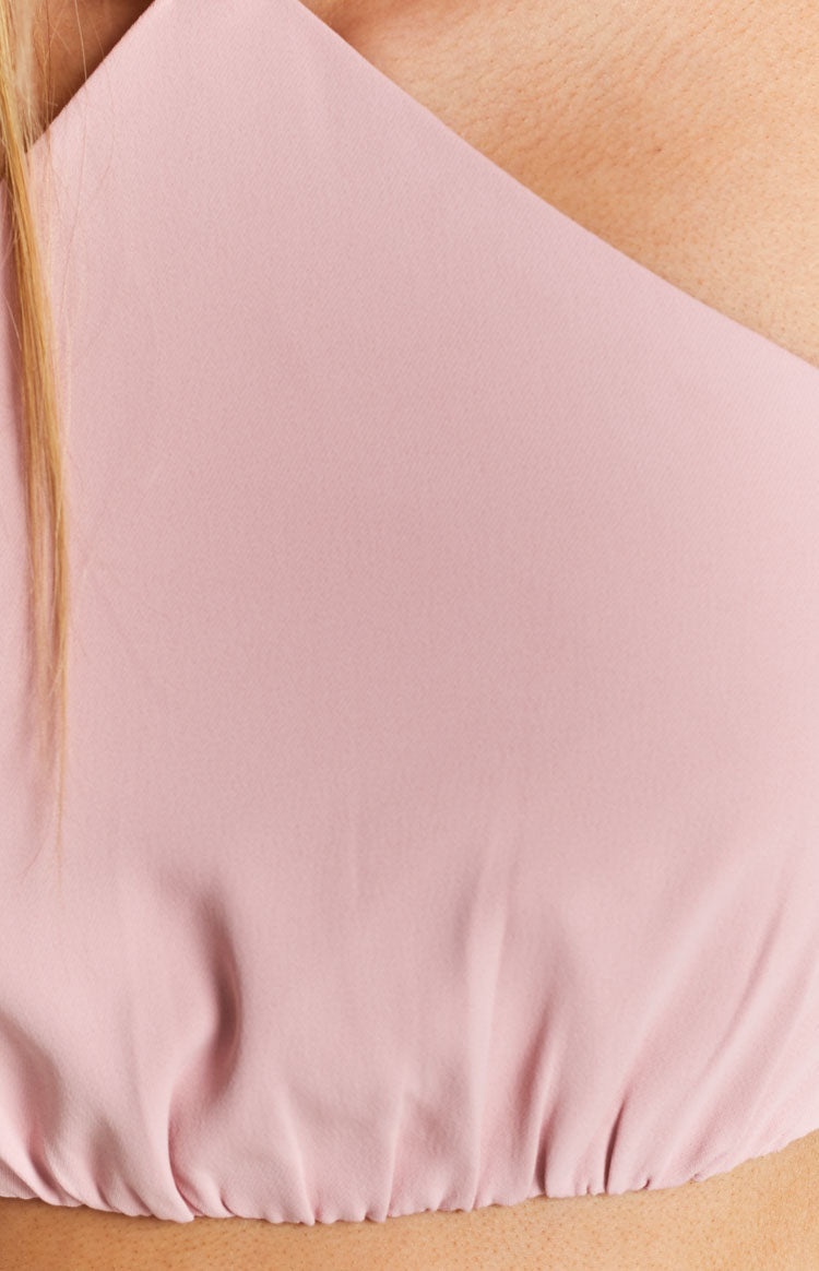 Harris Pembe Halter Yaka Kısa Bluz