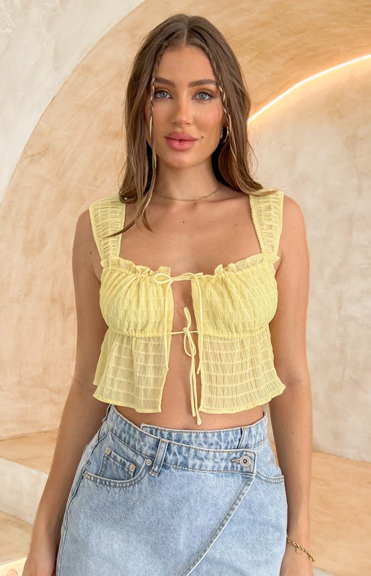 Pixie Sarı Kısa Bluz