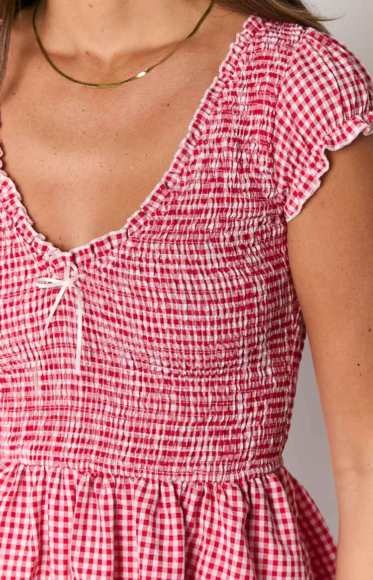Raldo Kırmızı Gingham Desenli Tulum