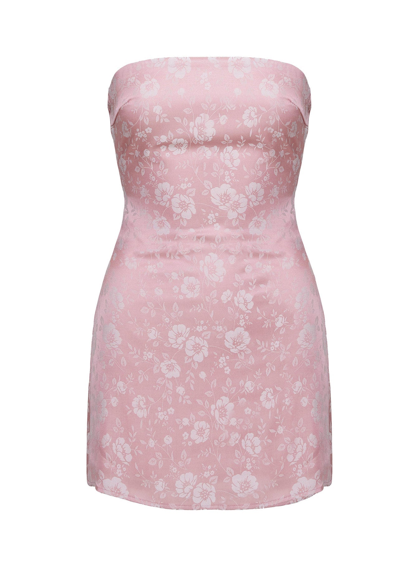Toz Pembe Ramie Askısız Mini Elbise