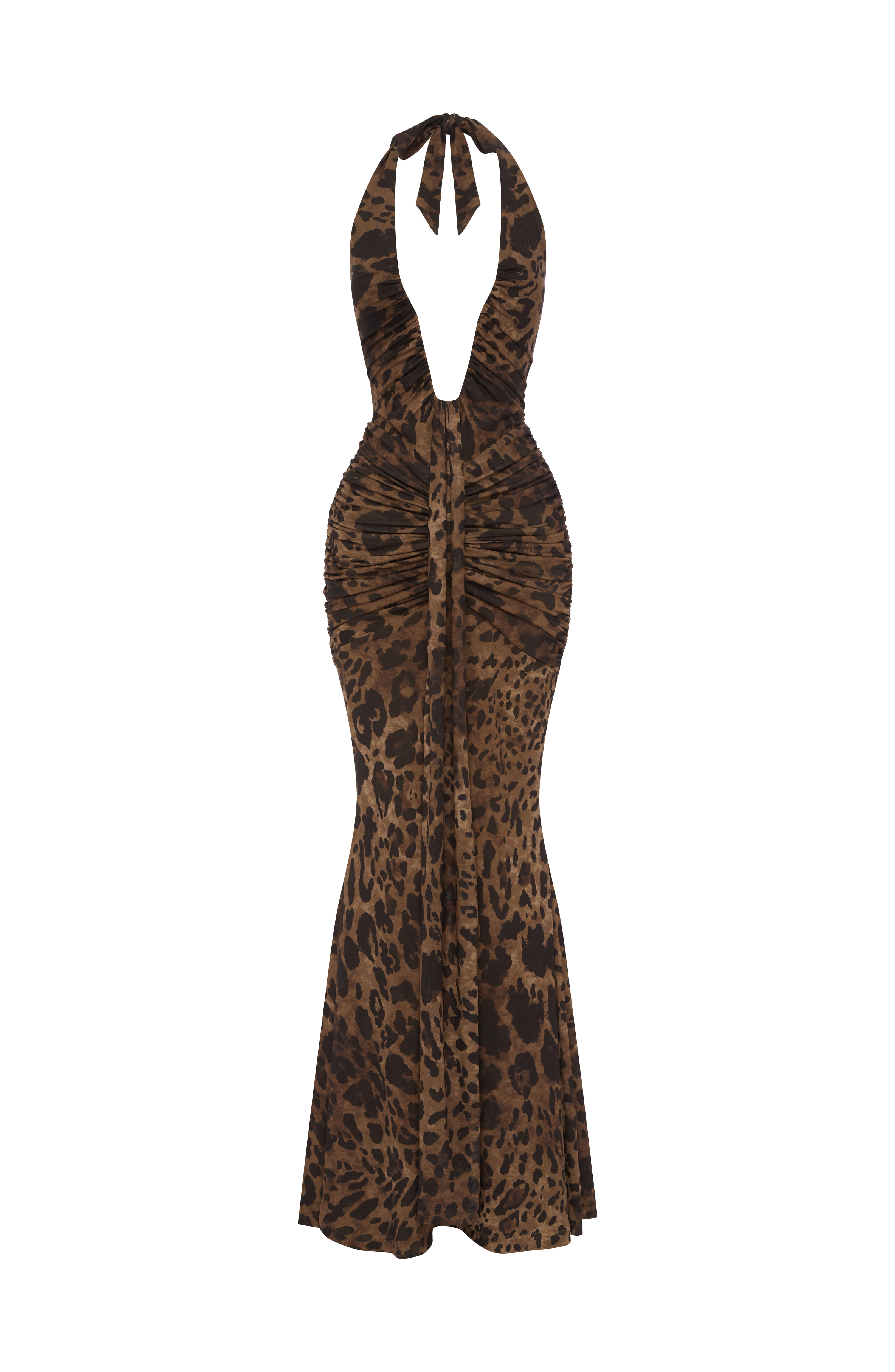 Leopar Desenli Rosetta Maxi Elbise