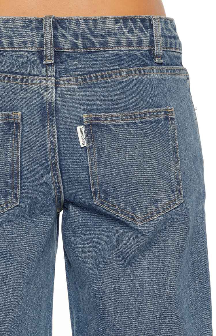 Roxie Orta Yıkama Yırtık Jean Pantolon