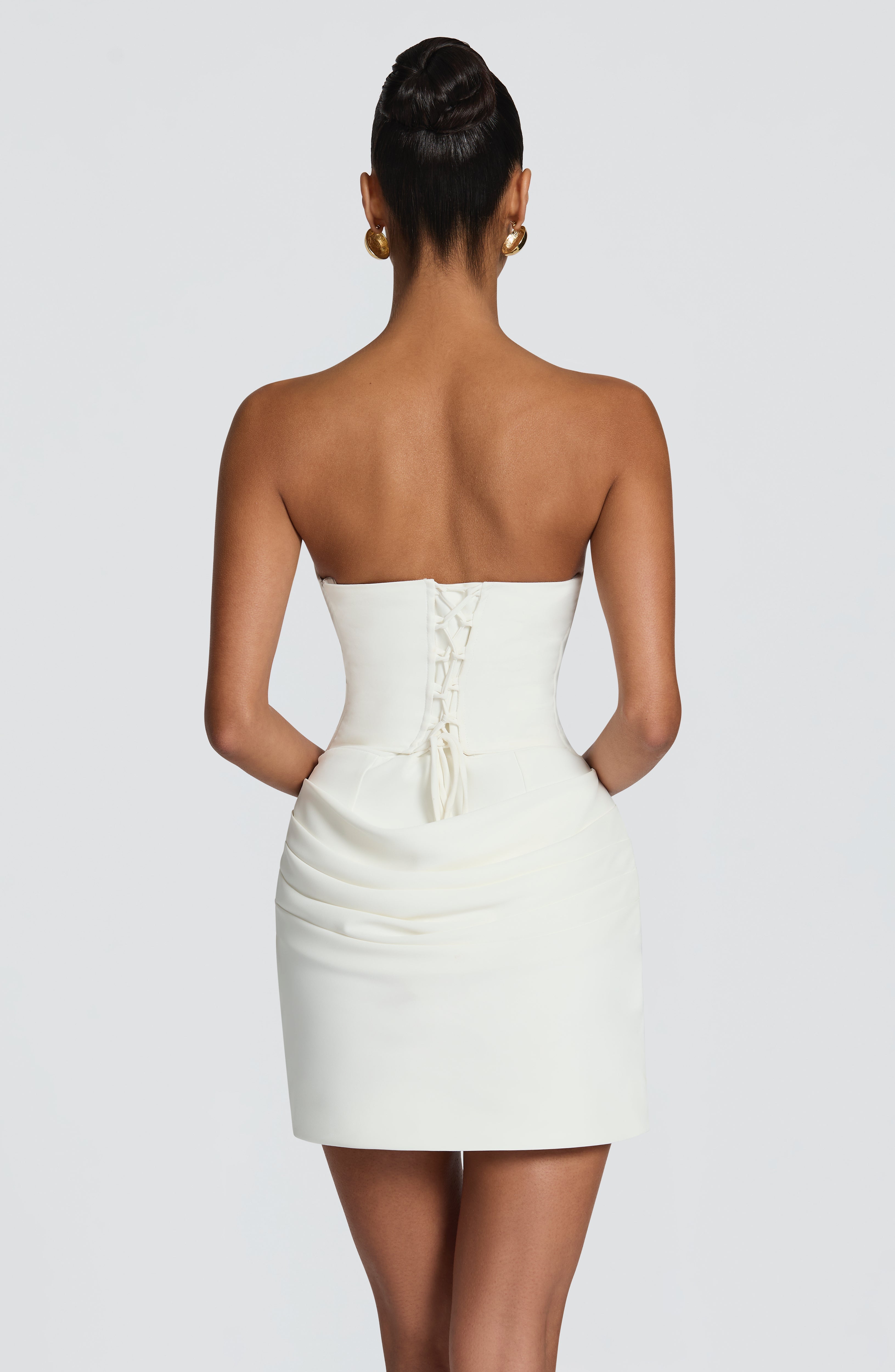 Lauren Mini Ekru Elbise