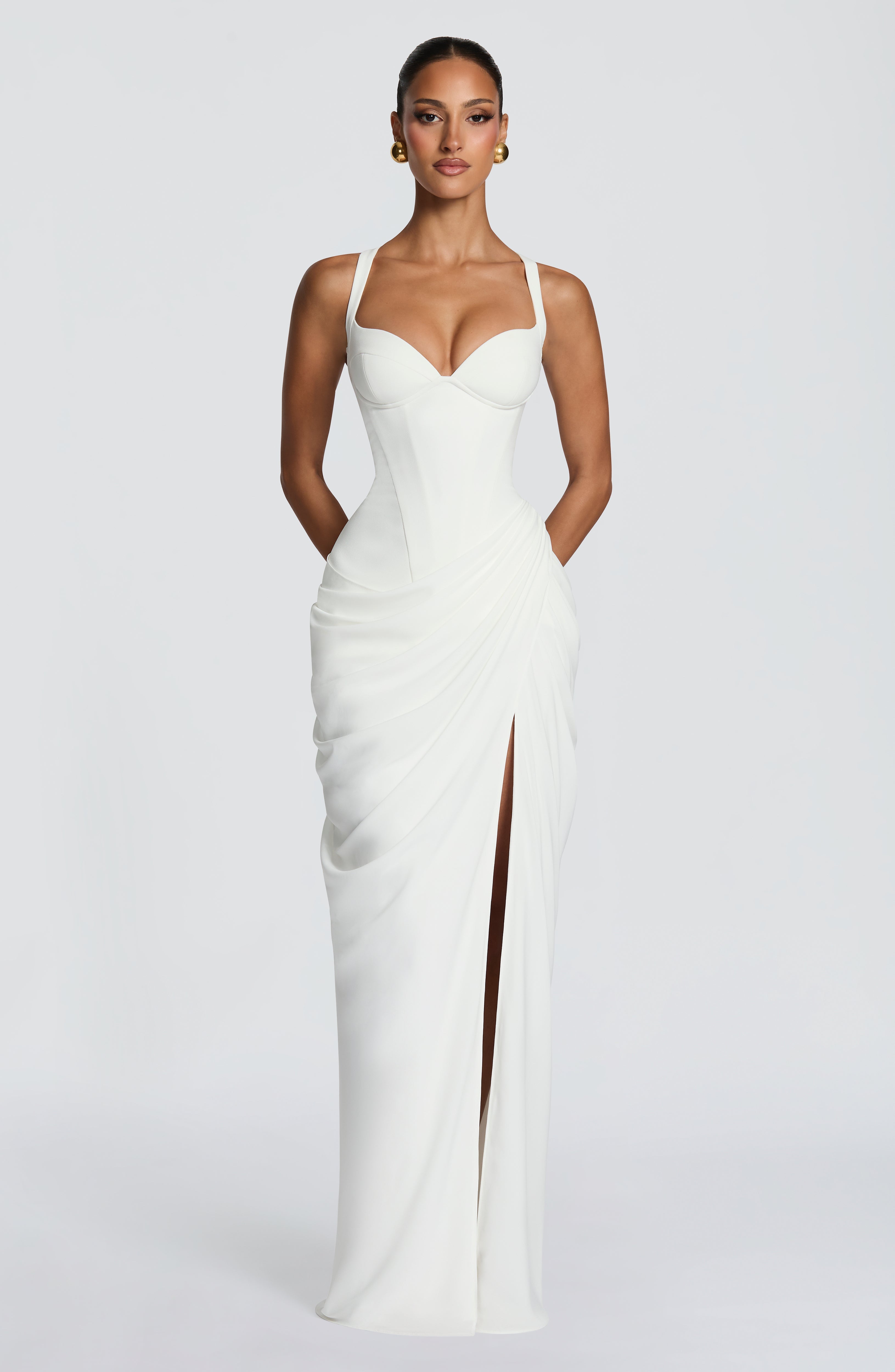 Elara Maxi Krem Elbise