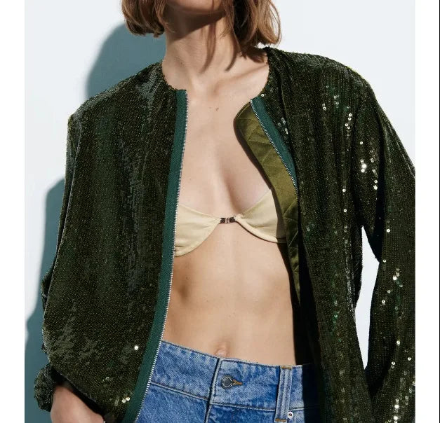 Sequin Bomber Ceket