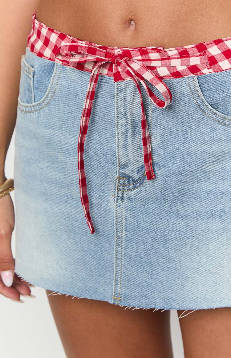 Sadie Düşük Bel Denim Mini Etek