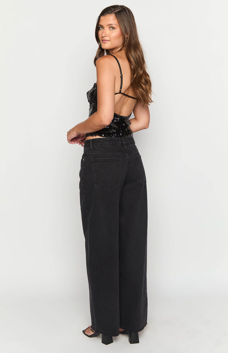 O Senin Siyah Geniş Paça Boyfriend Jean