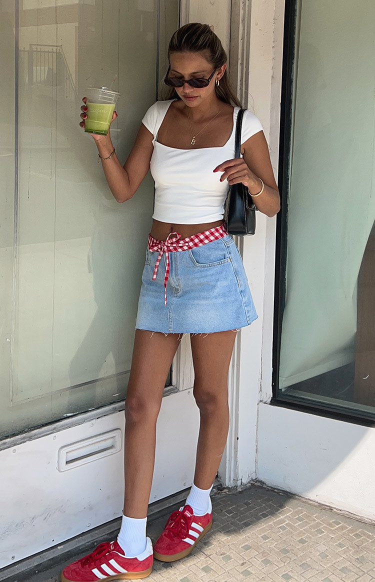 Sadie Düşük Bel Denim Mini Etek
