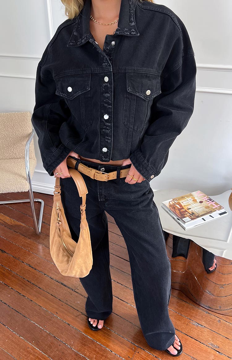 O Senin Siyah Geniş Paça Boyfriend Jean