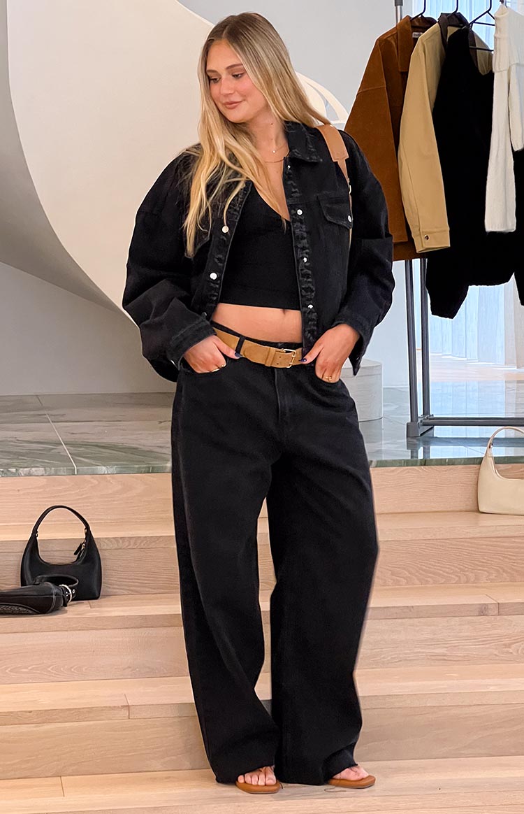 O Senin Siyah Geniş Paça Boyfriend Jean