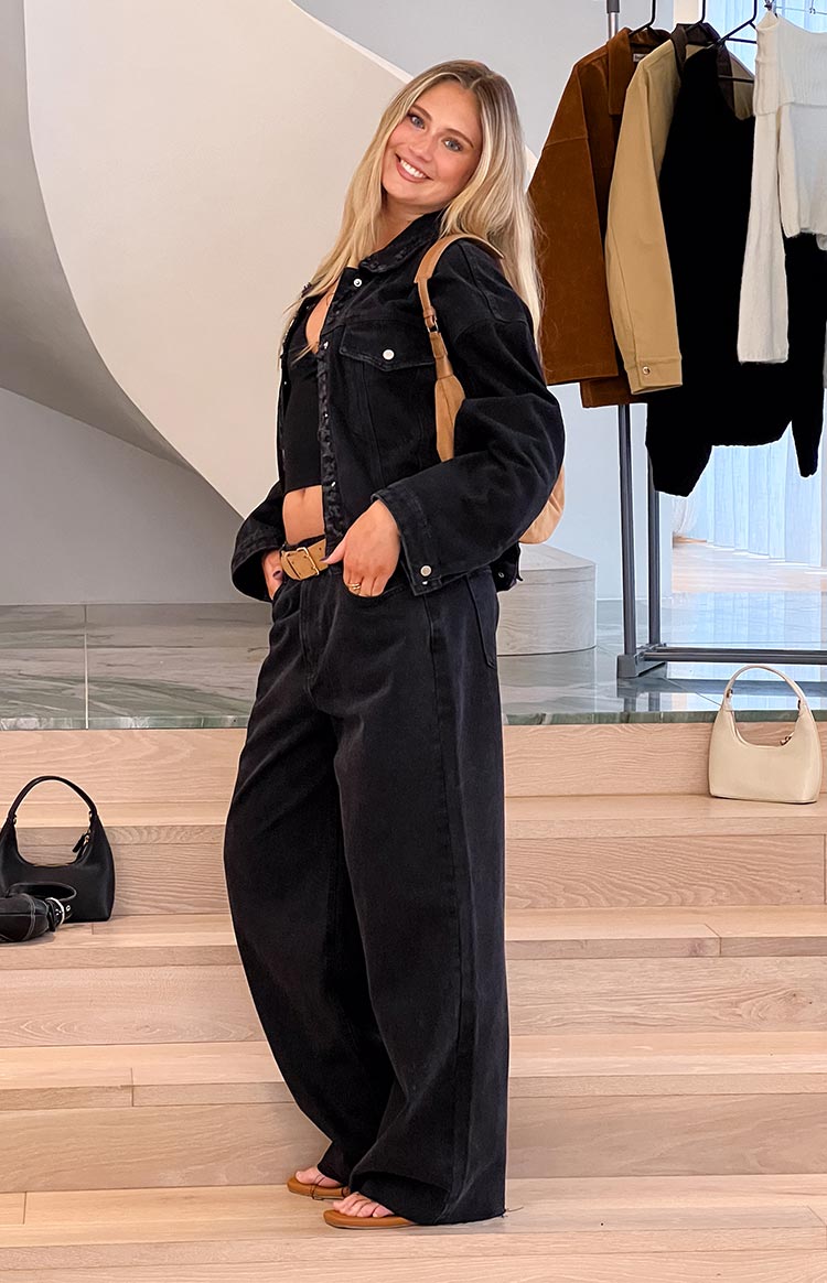 O Senin Siyah Geniş Paça Boyfriend Jean