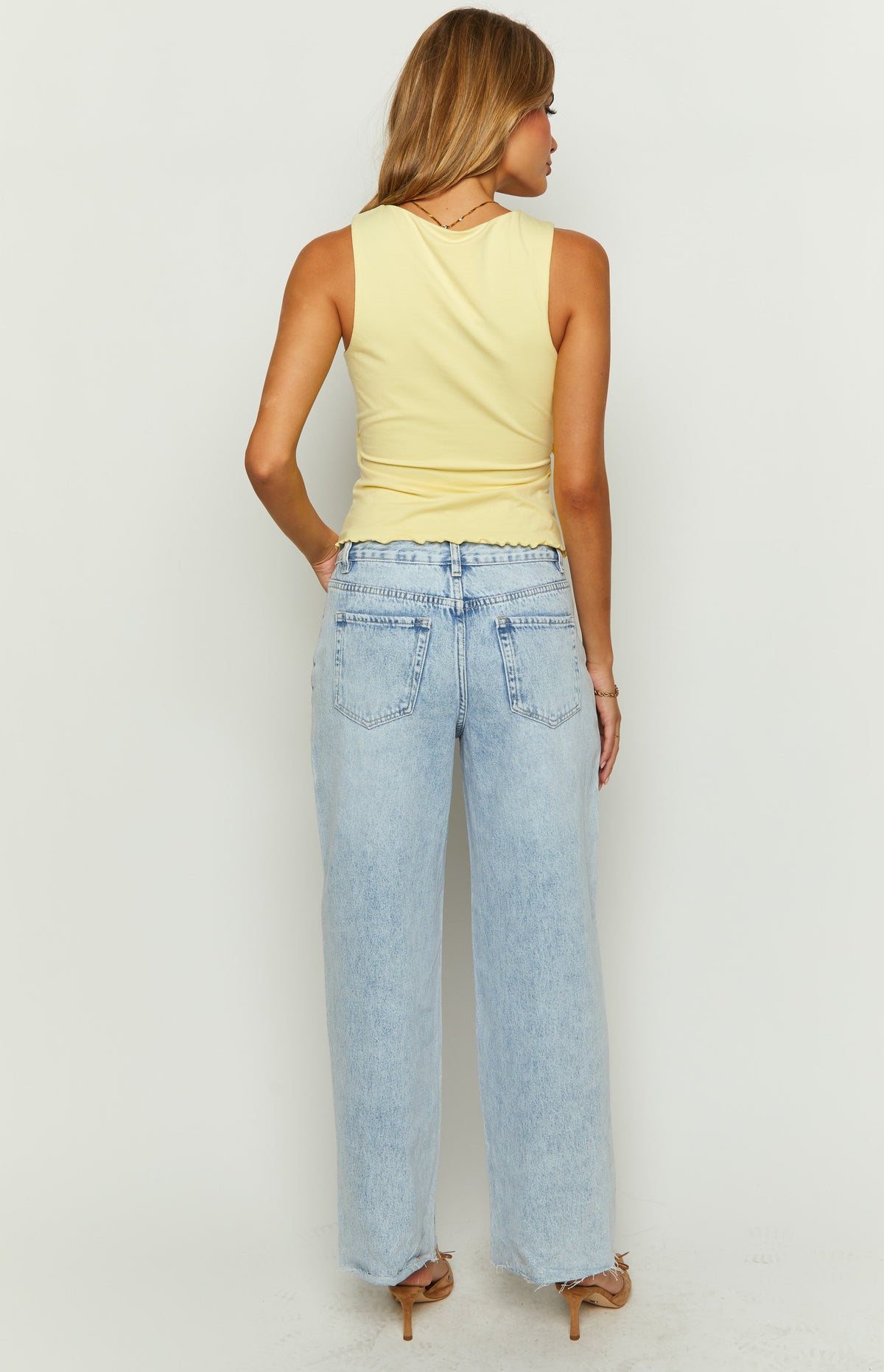 O Senin Işık Mavi Denim Geniş Paça Boyfriend Jean