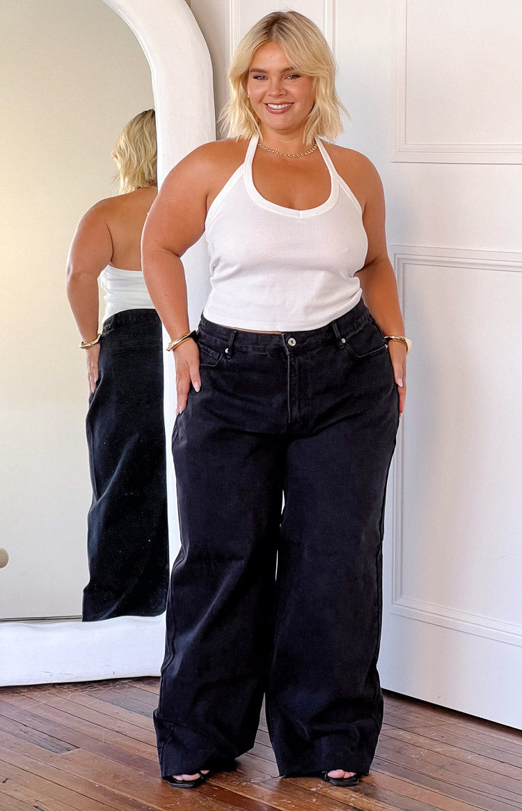 O Senin Siyah Geniş Paça Boyfriend Jean