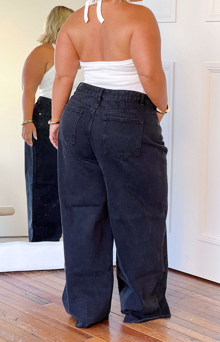 O Senin Siyah Geniş Paça Boyfriend Jean