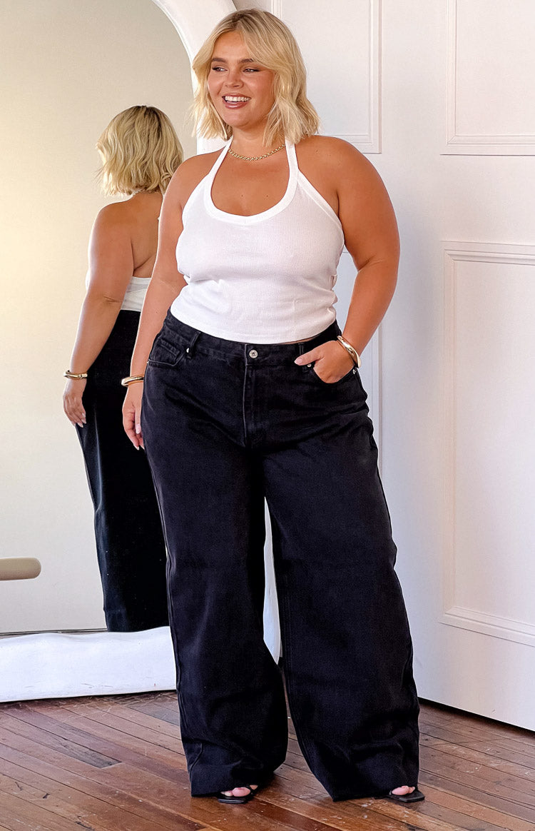 O Senin Siyah Geniş Paça Boyfriend Jean