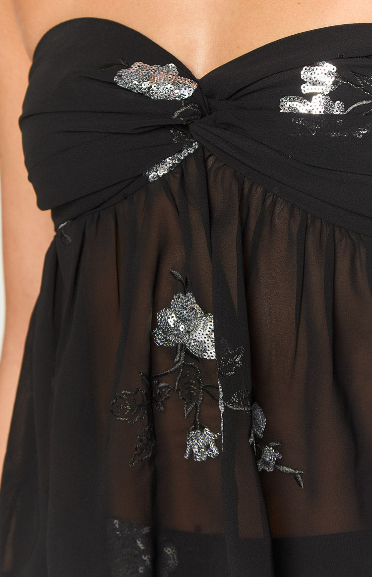 Siyah Straplez Bluz