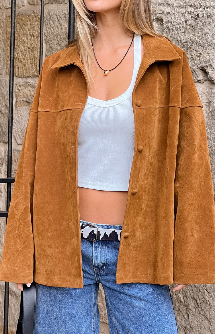 Suki Kahverengi Süet Oversized Ceket
