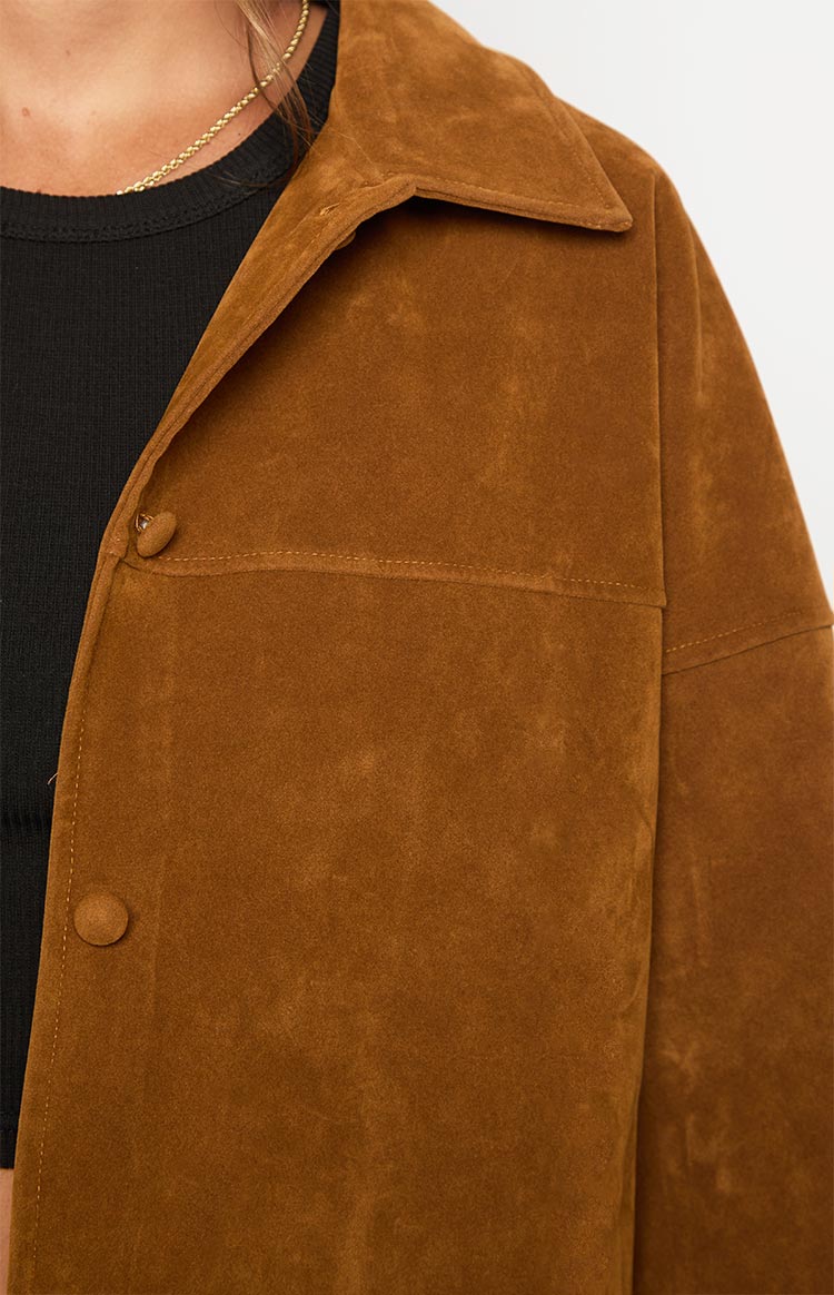 Suki Kahverengi Süet Oversized Ceket